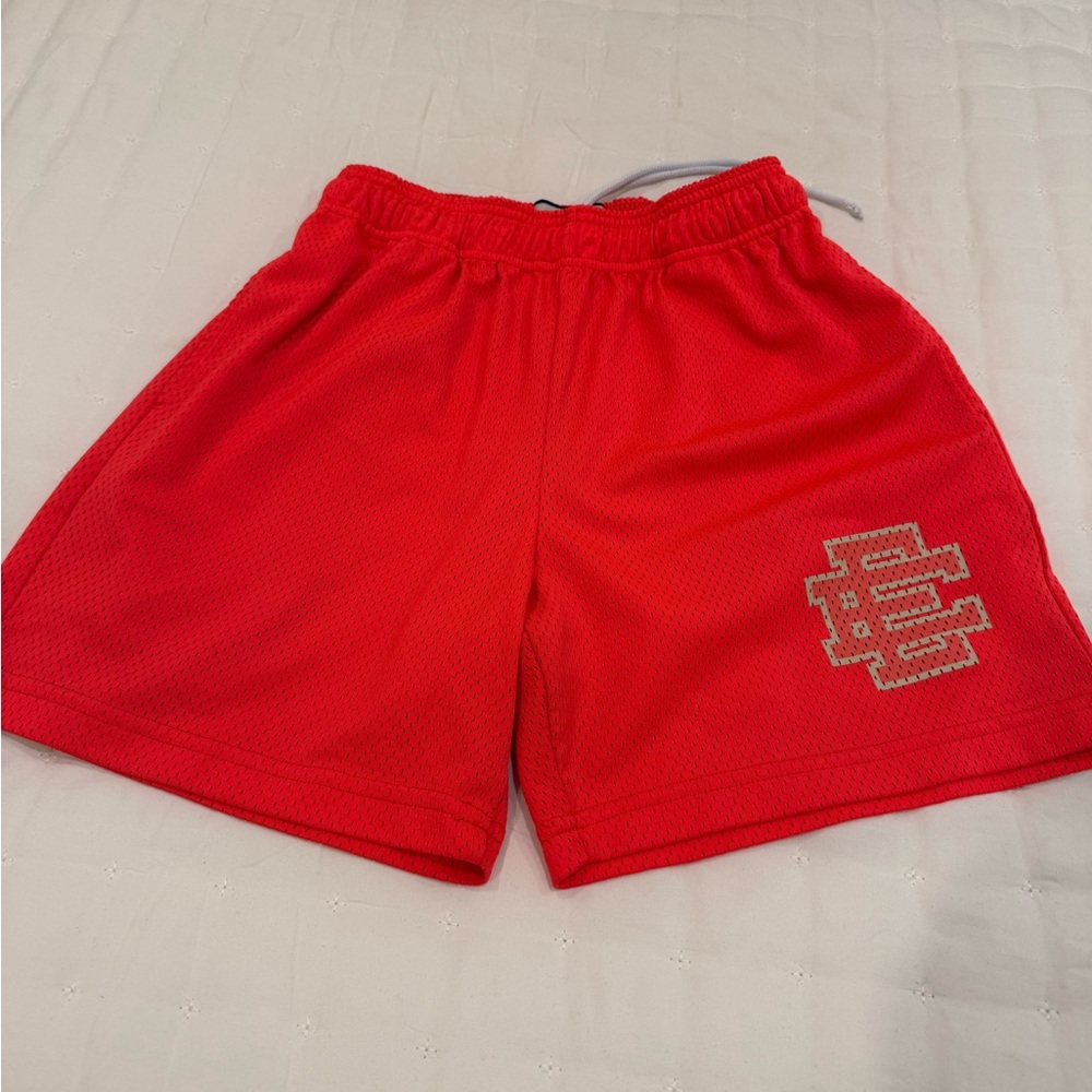 Eric Emanuel Red Mesh Athletic Shorts with Logo